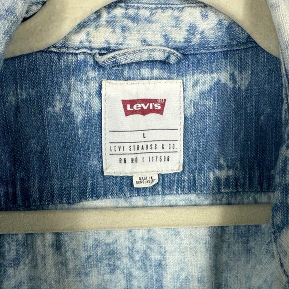 Levi's Acid Wash Denim Style 100% Cotton Western Shirt - Picture 2 of 7